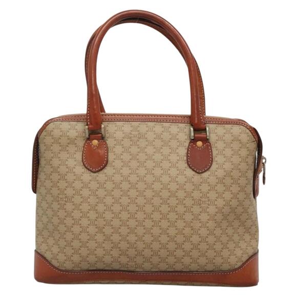 CELINE Macadam Canvas Hand Bag Pvc Leather Beige Gold - Picture 3 of 12